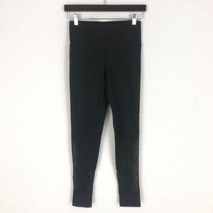 Mono B Women's Size Small Solid Black Mesh Inset Pull On Activewear Leggings